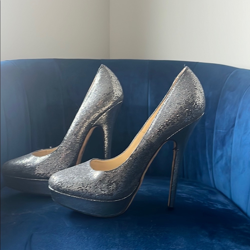 Silver High Heel Pumps
